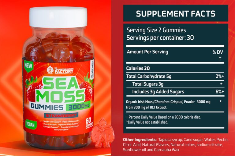Strawberry Sea Moss Gummies – 3000Mg Per Serving